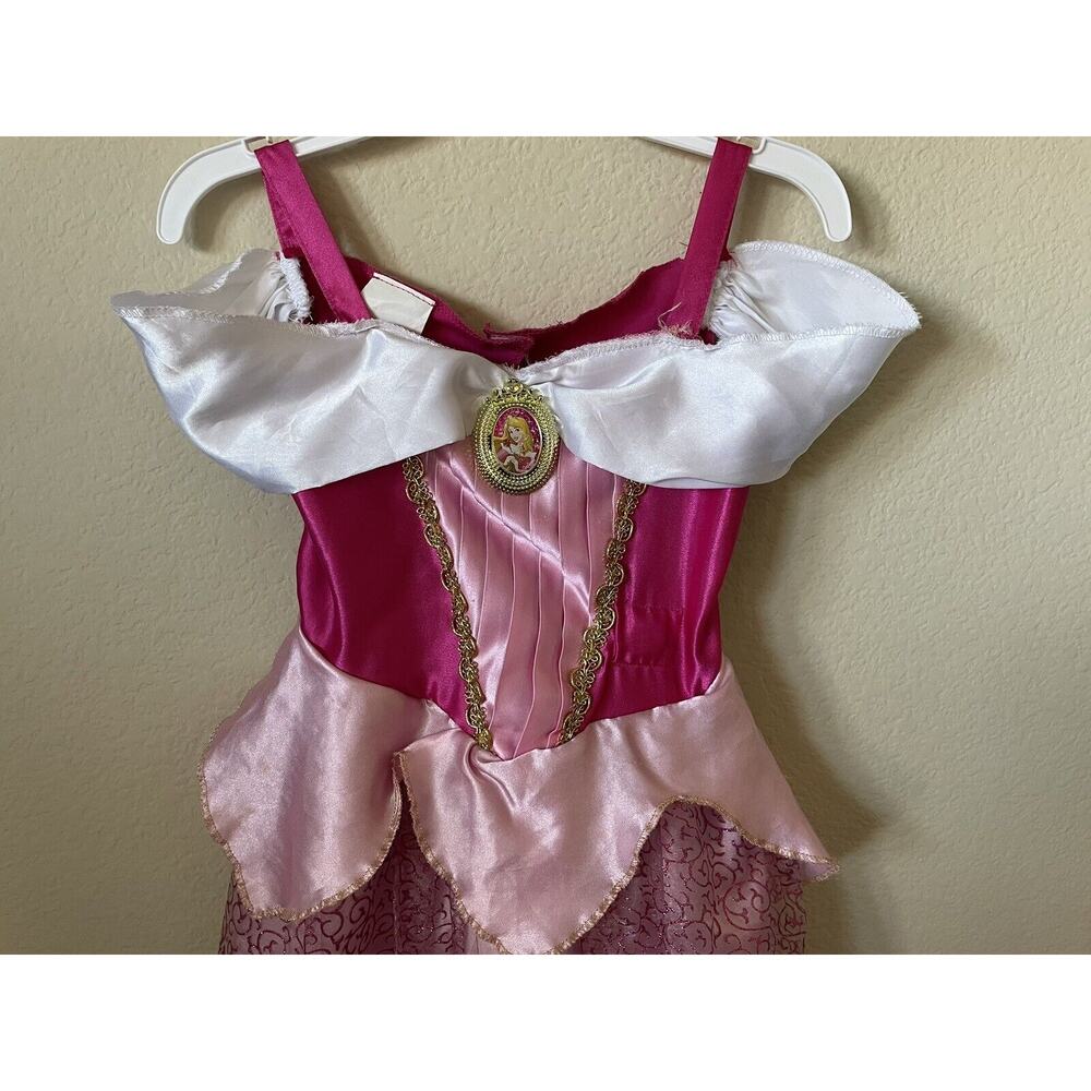 Disney Sleeping Beauty Princess Aurora Pink Short Sleeve Costume Dress Size 4-6X - Picture 3 of 11